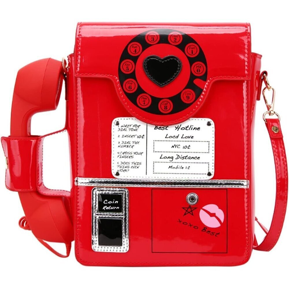 Women Reflective Phone Shaped Crossbody Bag Leather Microphone Purse